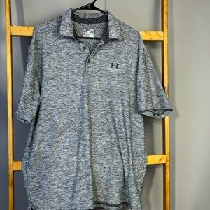 Under Armour black heathered heat gear short sleeve polo. Size XL. EUC.
